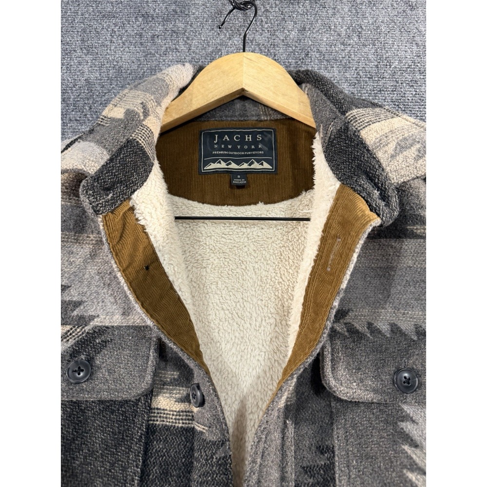 JACHS New York Sherpa Lined Southwestern Aztec Wool Blend Shirt Jacket Mens Sz S